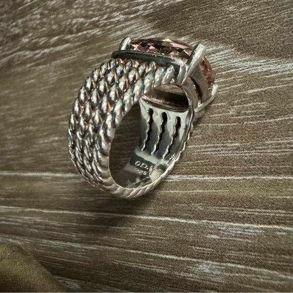 David Yurman Wheaton Morganite Diamond Ring In Sterling Silver - Picture 6 of 6